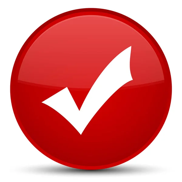 Sprawdzanie poprawności ikonę specjalne czerwony okrągły przycisk — Zdjęcie stockowe