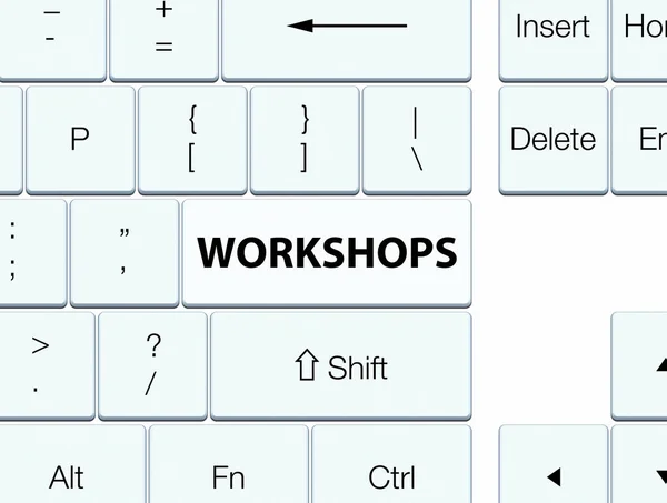 Tecla de teclado branco Workshops — Fotografia de Stock