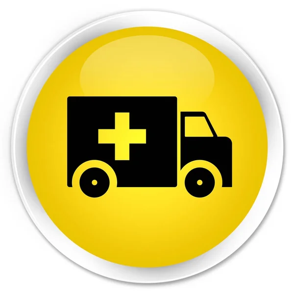 Ambulance icon premium yellow round button — Stock Photo, Image