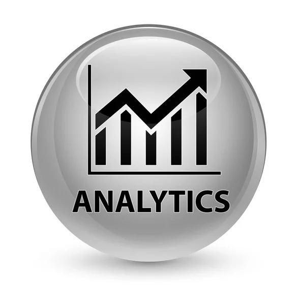 Analytics (statystyki ikona) szklisty biały okrągły przycisk — Zdjęcie stockowe