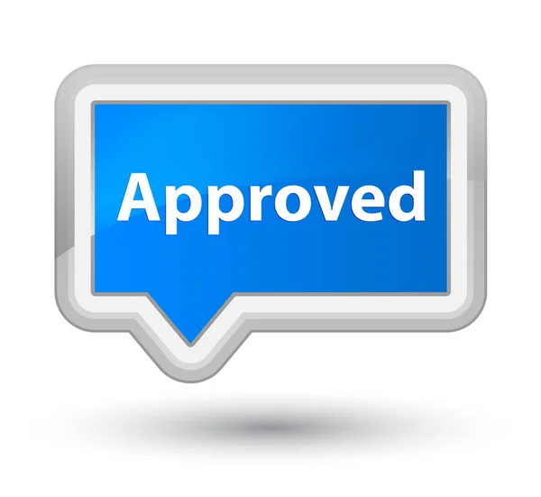 Approved prime cyan blue banner button — Stock Photo, Image