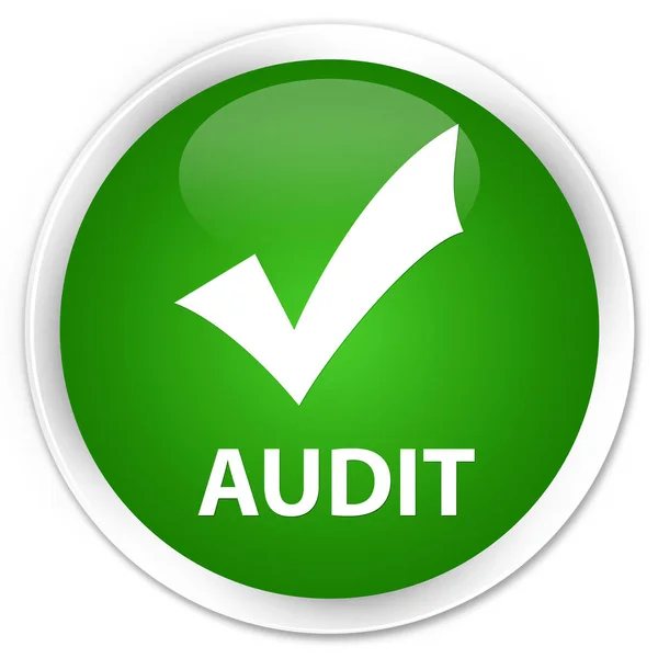 Auditoría (validar icono) botón redondo verde premium — Foto de Stock