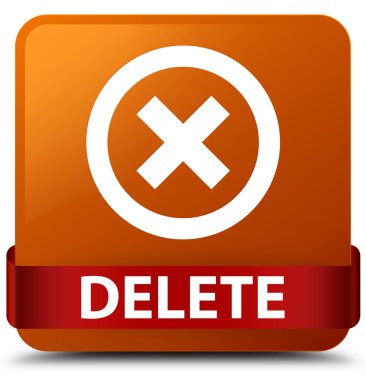 Kahverengi kare düğme kırmızı kurdele orta silmek