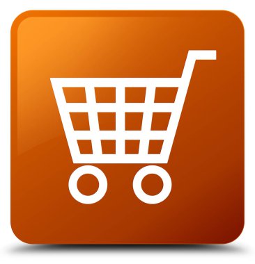 E-ticaret simgesi kahverengi kare düğme