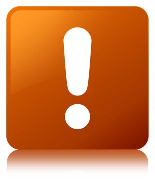 Ünlem işareti simgesi kahverengi kare düğme