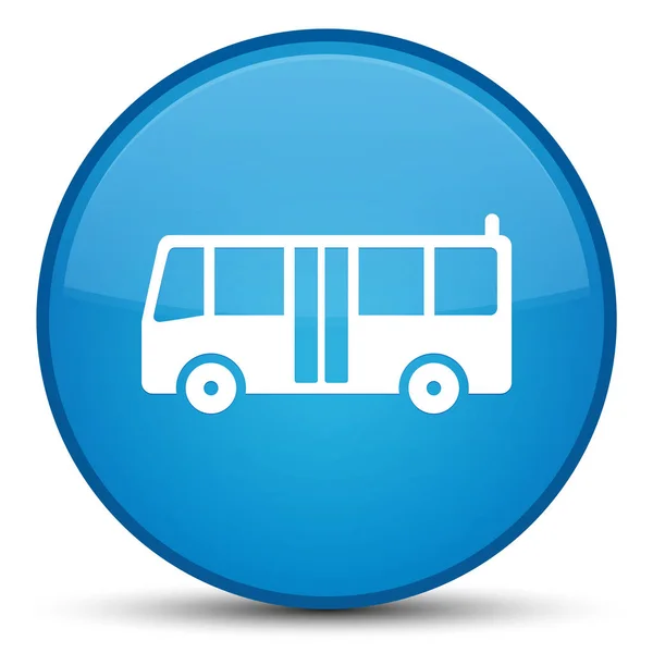 バスのアイコンの特別な青緑色の青丸ボタン — ストック写真