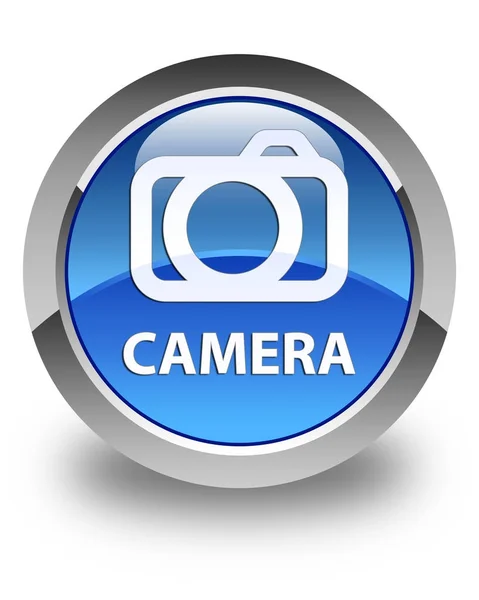 Kamera glänzend blauer runder Knopf — Stockfoto
