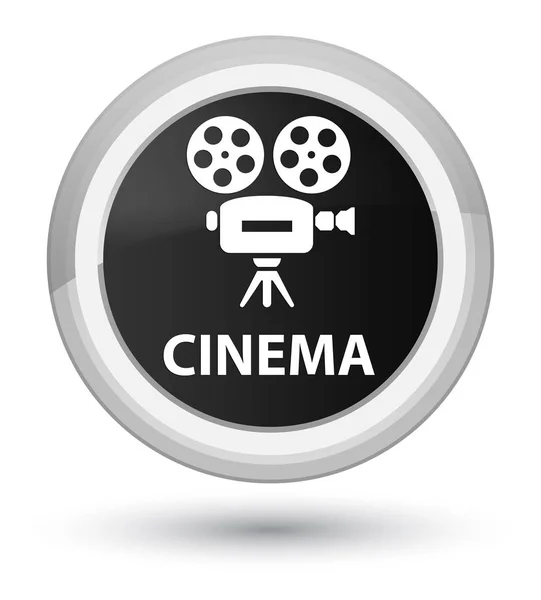 Cinema (ícone de câmera de vídeo) botão redondo preto principal — Fotografia de Stock