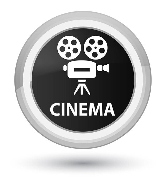 Cinema (video camera icon) isolated on prime black round button abstract illustration