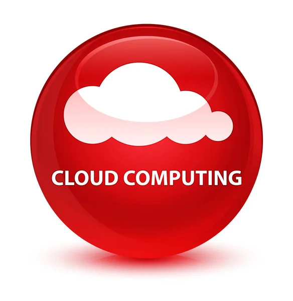 Bilgisayar camsı kırmızı yuvarlak düğmeye bulut — Stok fotoğraf