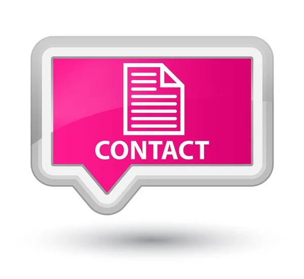 Prime růžový nápis tlačítko kontakt (ikona stránky) — Stock fotografie