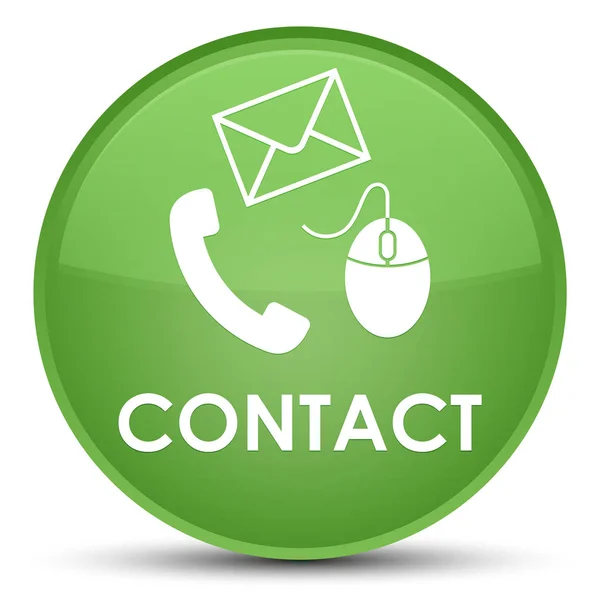 Kontakt (Telefon-E-Mail und Maussymbol) weiche grüne spezielle runde bu — Stockfoto