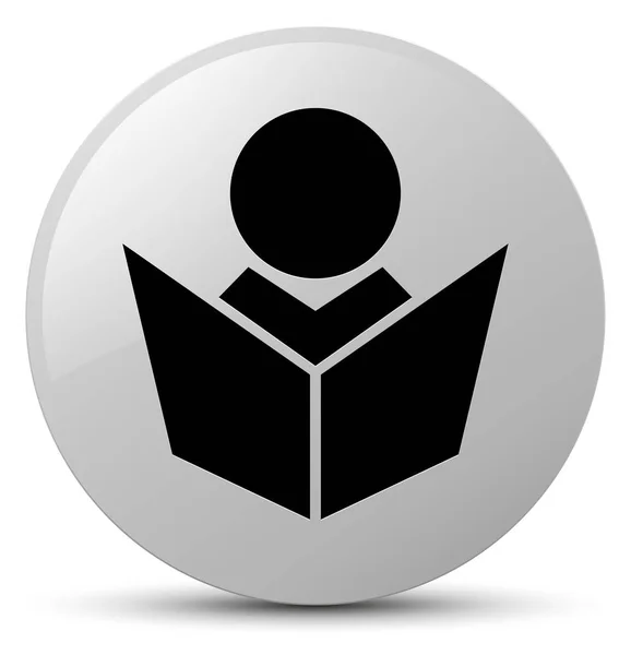 E-Öğrenim simgesi Beyaz yuvarlak düğmesi — Stok fotoğraf