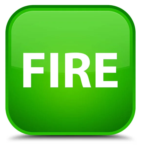 Tűz különleges zöld négyzet gomb — Stock Fotó