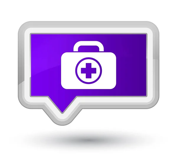 First aid kit prvotní fialový nápis tlačítko — Stock fotografie
