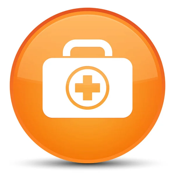 急救箱图标特殊橙色圆形按钮 — 图库照片