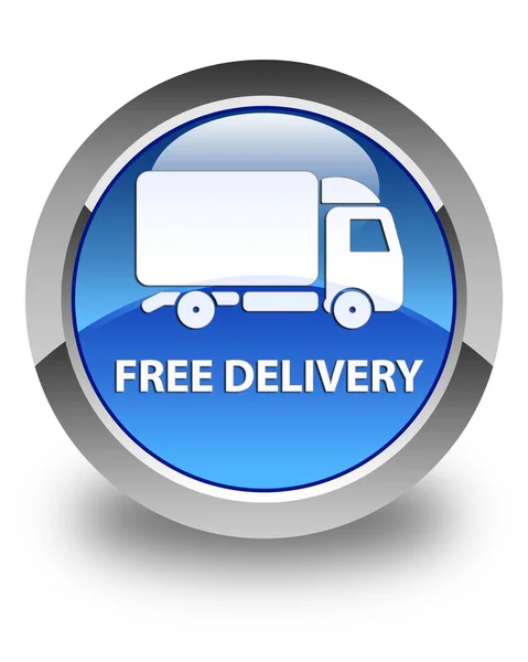 Free delivery glossy blue round button — Stock Photo, Image