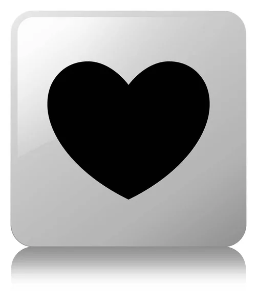 Heart icon white square button — Stock Photo, Image