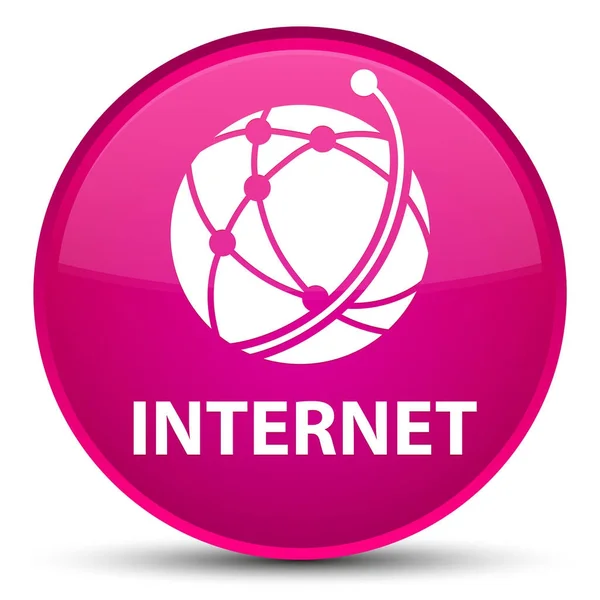 Internet (global network icon) special pink round button — Stock Photo, Image