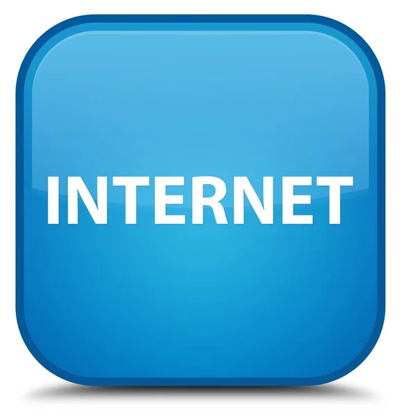 Internet özel camgöbeği mavi kare düğme — Stok fotoğraf