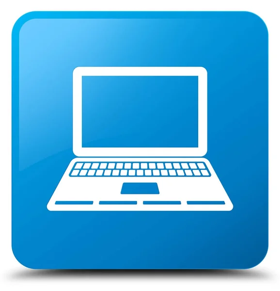 Laptop-Symbol cyanblau quadratische Taste — Stockfoto