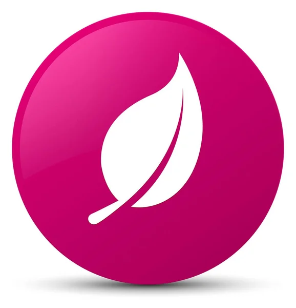 잎 아이콘 핑크 라운드 버튼 — 스톡 사진