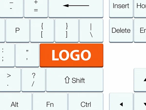 Logo botão de teclado laranja — Fotografia de Stock