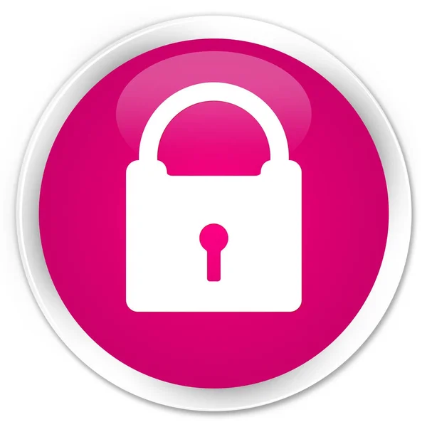挂锁图标高级粉红色圆形按钮 — 图库照片