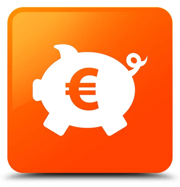 存钱罐欧元符号图标橙色方形按钮 — 图库照片