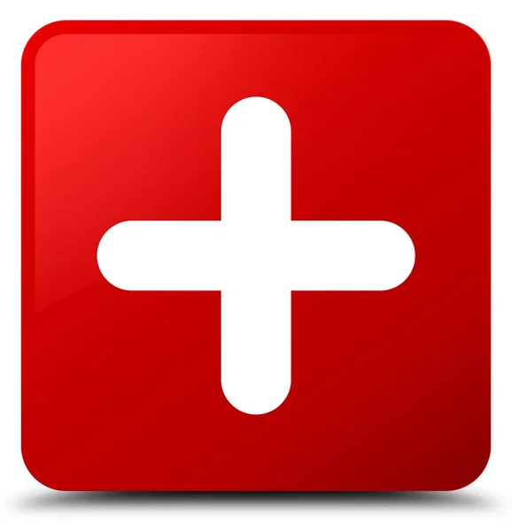 Plus icon red square button — Stock Photo, Image