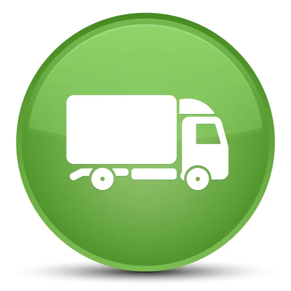 Truck icon special soft green round button — Stock Photo, Image