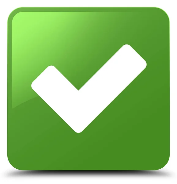Validate icon soft green square button — Stock Photo, Image