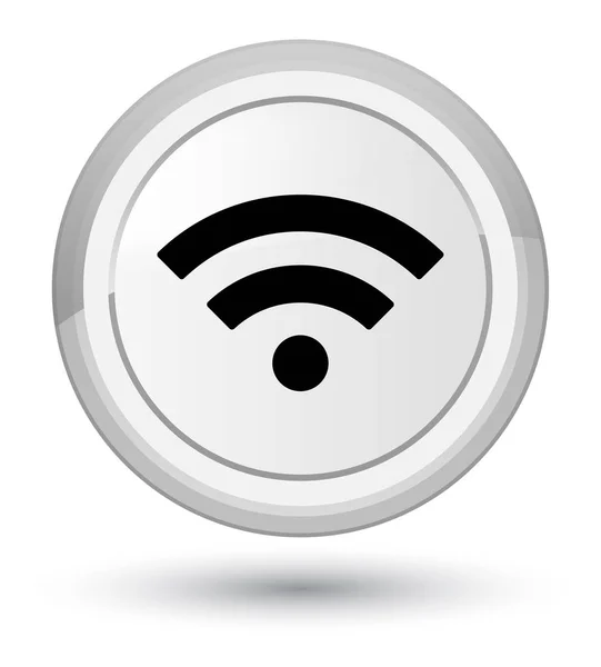 Wifi icon prime white round button — Stock Photo, Image