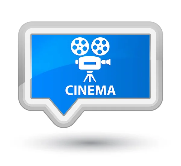 Cinema (ícone de câmera de vídeo) botão de banner azul ciano principal — Fotografia de Stock