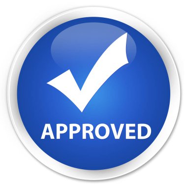 Onaylı (simge doğrulama) sigorta primi mavi yuvarlak düğmesi