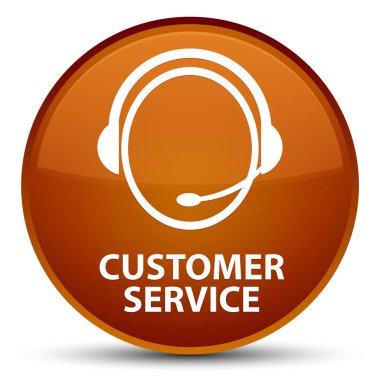 Müşteri hizmeti (müşteri bakım simgesi) özel kahverengi yuvarlak düğmesi