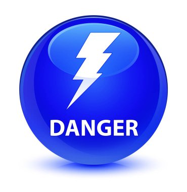 Tehlike (elektrik simgesi) cam gibi mavi yuvarlak düğmesi