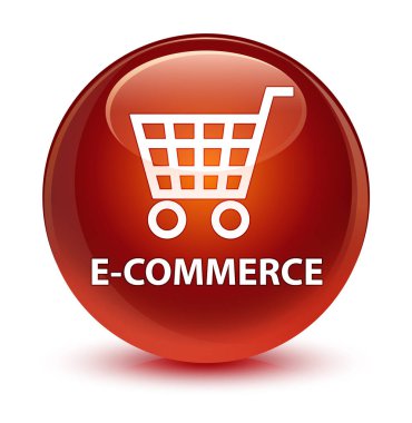 E-ticaret cam gibi kahverengi yuvarlak düğmesi