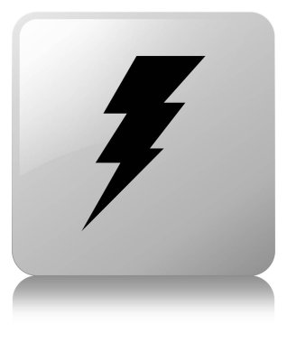 Elektrik simgesi Beyaz kare düğme