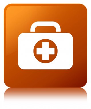 İlk yardım çantasında kutsal kişilerin resmi kahverengi kare düğme