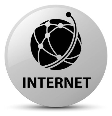 Internet (küresel ağ simgesini) beyaz yuvarlak düğmesi