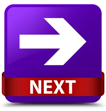 Sonraki mor kare düğme kırmızı kurdele orta