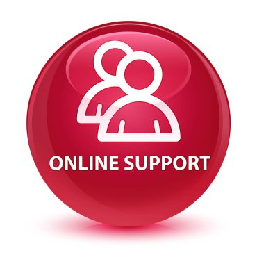 Çevrimiçi destek (grup simgesi) cam gibi pembe yuvarlak düğmesi