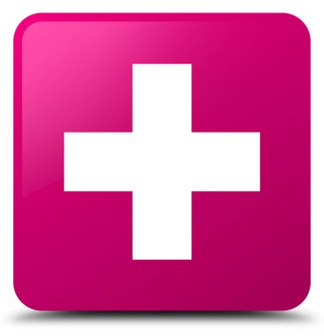 Artı simgesi pembe kare düğme