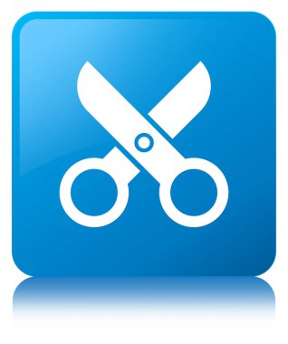 Makas kutsal kişilerin resmi camgöbeği mavi kare düğme