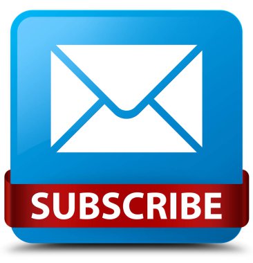 (E-posta simgesi) camgöbeği mavi kare düğme kırmızı kurdele içinde orta abone