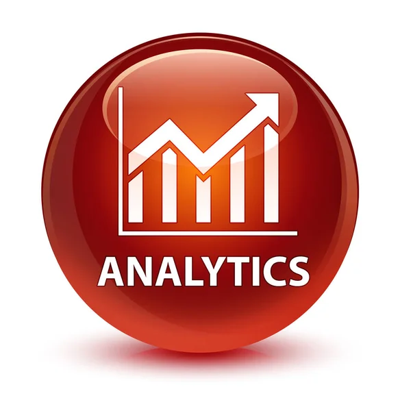 Analytics (statystyki ikona) szklisty brązowy okrągły przycisk — Zdjęcie stockowe