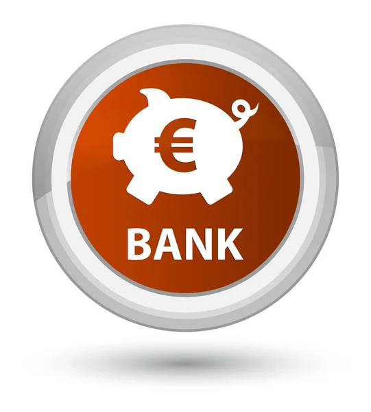 Bank (piggy box eurotecknet) prime bruna runda knappen — Stockfoto