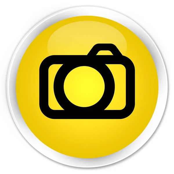 Icono de la cámara botón redondo amarillo premium — Foto de Stock