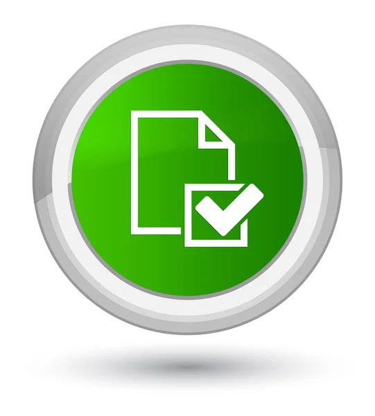 Ícone da lista de verificação botão redondo verde principal — Fotografia de Stock